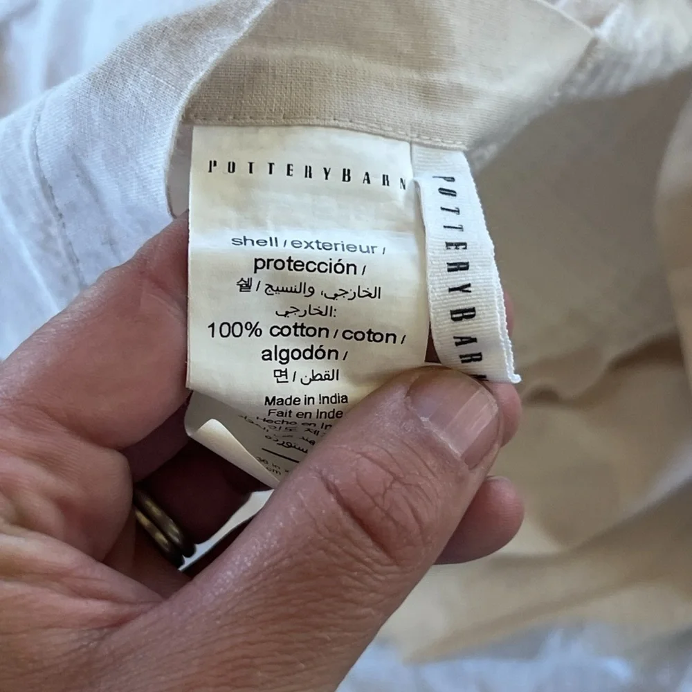 Pottery Barn 100% Cotton White Gauze Ivory Back Envelope Pillow Sham One King